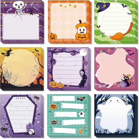Konsait 9 PCS Halloween Sticky Notes Self-Adhesive to do List Paper Halloween Office Supplies Funny Post it Notes 30 Sheets Each Student Teacher Gift Stationery Party Favors in Saudi Arabia