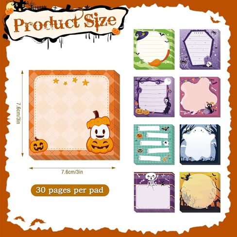Konsait 9 PCS Halloween Sticky Notes Self-Adhesive to do List Paper Halloween Office Supplies Funny Post it Notes 30 Sheets Each Student Teacher Gift Stationery Party Favors in Saudi Arabia