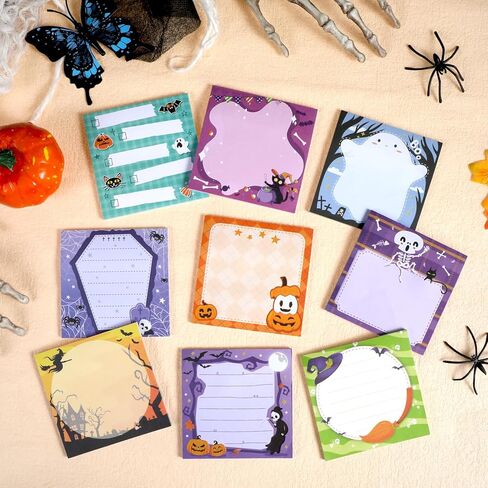 Konsait 9 PCS Halloween Sticky Notes Self-Adhesive to do List Paper Halloween Office Supplies Funny Post it Notes 30 Sheets Each Student Teacher Gift Stationery Party Favors in Saudi Arabia