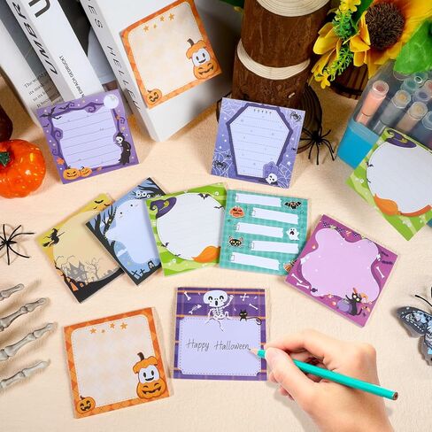 Konsait 9 PCS Halloween Sticky Notes Self-Adhesive to do List Paper Halloween Office Supplies Funny Post it Notes 30 Sheets Each Student Teacher Gift Stationery Party Favors in Saudi Arabia