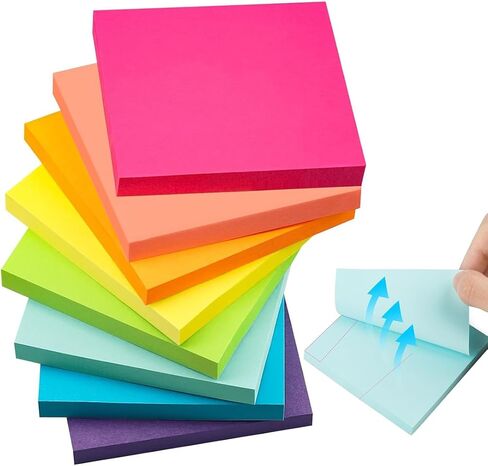 8 Pack 3x3 Inch Sticky Notes, Bright Colors Self-Stick Pads for Office Home (50 Sheets/Pad) in Saudi Arabia