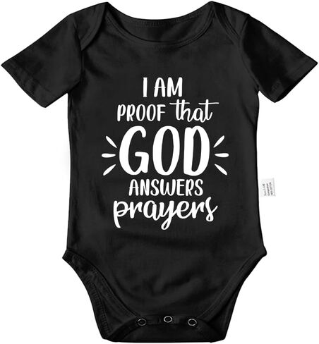 I Am Proof That God Answers Prayers Bodysuit, Christian Infant Cotton Romper Short Sleeve Outfits 0-24 Months in Saudi Arabia