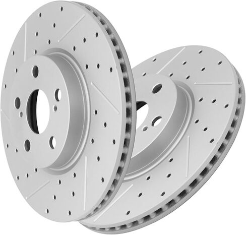 Front Disc Brake Rotors, Drilled Slotted Brake Rotors Kit, Fit for 2009-2010 Pontiac Vibe, 2008-2014 Scion XD, 2009-2019 Toyota Corolla, 2009-2014 Toyota Matrix in Kuwait