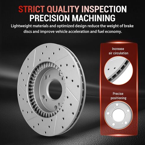 Front Disc Brake Rotors, Drilled Slotted Brake Rotors Kit, Fit for 2009-2010 Pontiac Vibe, 2008-2014 Scion XD, 2009-2019 Toyota Corolla, 2009-2014 Toyota Matrix in Kuwait