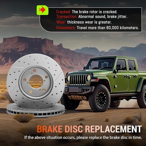 Front Disc Brake Rotors, Drilled Slotted Brake Rotors Kit, Fit for 2009-2010 Pontiac Vibe, 2008-2014 Scion XD, 2009-2019 Toyota Corolla, 2009-2014 Toyota Matrix in Kuwait