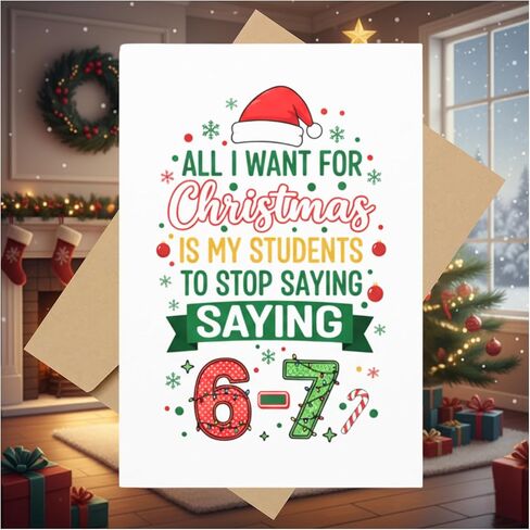 Santa Says Six Seven Card, 5x7 Funny Christmas Cards With Kraft Envelope, 67 Gifts For Kids, Meme Christmas Cards, 67 Meme Card, The Year Of 67, The Year Of Six Seven, Santa Says 6 7 in Kuwait