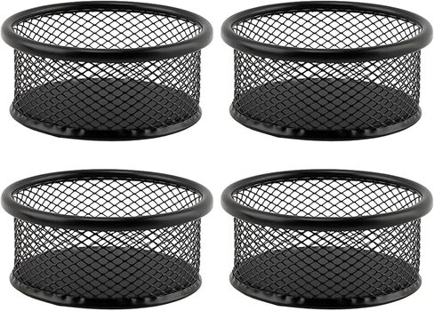 Paper Clip Holder, Stackable Mesh Desk Organizer, 4 Pack Black Metal Dispenser Organizer Box for Desk Office Binder Supplies & Small Accessories(Size:Square) in Kuwait