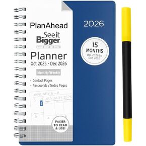 PlanAhead شاهد IT أكبر وصغير الحجم، حجم الجيب أكتوبر 2025 - ديسمبر 2026 مخطط شهري/أسبوعي تقريبًا. 4 × 6 بوصة وقلم فلورسنت مزدوج in Kuwait