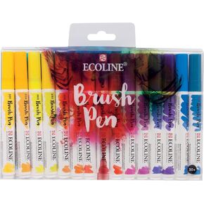Ecoline Brush Pen Set of 30 Liquid Watercolor Pens – Additional Colors | Blendable Brush Markers for Hand Lettering, Drawing, & Crafts in Saudi Arabia