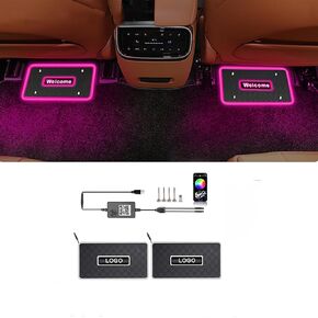 أضواء الحصير سيارة قابلة للتخصيص، تخصيص شعار شخصي الحصير سيارة ضوء مقاوم للماء RGB LED مصباح النيون التحكم في التطبيق وضع وامض قابل للتعديل عالمي سيارة الداخلية القدم حصيرة الديكور الخفيفة in Kuwait