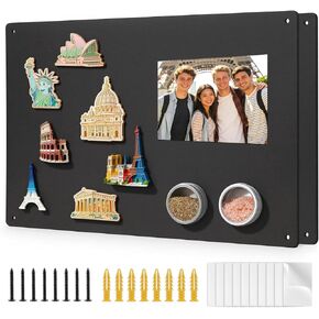 لوح مغناطيسي مكون من قطعتين، لوح مغناطيسي للجدار، عرض الحروف المغناطيسية والأرقام وبرطمانات التوابل والملاحظات اللاصقة والصور، مناسب للجدران والثلاجات والمقصورات والخزائن والمزيد (17 بوصة × 12 بوصة) in Kuwait