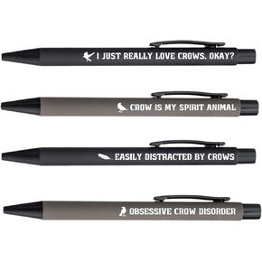 هدايا InnoBeta Crow لمحبي الغراب، مجموعة أقلام حبر جاف مكونة من 4 قطع، هدايا للغراب الذي يذاكر كثيرا في أعياد الميلاد والكريسماس وأي مناسبة خاصة in Kuwait