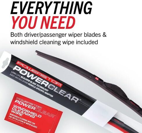 POWERSTOP PowerClear - PCK-2816-1 - مجموعة شفرات ممسحة الزجاج الأمامي مقاس 28 بوصة + 16 بوصة، نوع خطاف J لنيسان ألتيما ونيسان ماكسيما [نموذج محدد] in Saudi Arabia