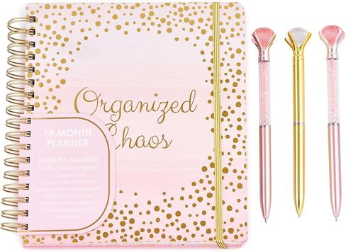 مخطط صغير لمدة 18 شهرًا من Votum 2024-2025 - أغسطس 2024 - مخطط يناير 2026 - مخطط يومي وأسبوعي ومخطط شهري - طوبى هي التي تؤمن، مخطط 2024 مع 3 أوراق ملصقات - مخطط تقويم 2024 in Kuwait