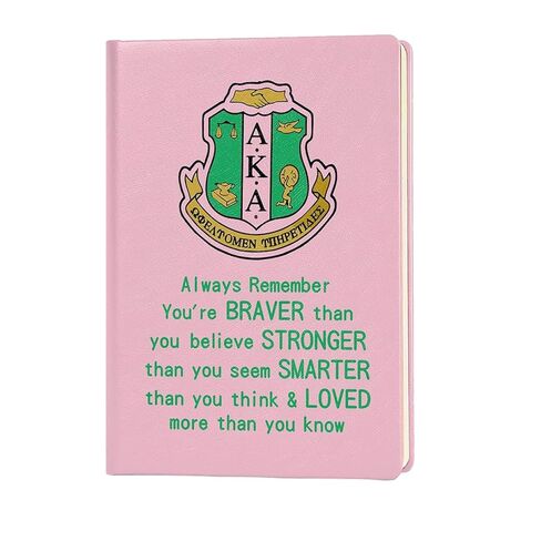 RUIFUU AKA Sorority Gift Leather Notebook for Women Girls Pink and Green Greek Sorority Journal Diary Note Book Inspirational Aka Quote Book for Sisters Ladies Birthday Christmas Graduation Gifts in Saudi Arabia