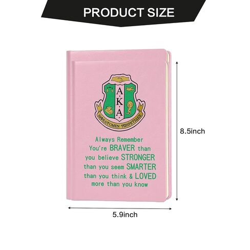 RUIFUU AKA Sorority Gift Leather Notebook for Women Girls Pink and Green Greek Sorority Journal Diary Note Book Inspirational Aka Quote Book for Sisters Ladies Birthday Christmas Graduation Gifts in Saudi Arabia