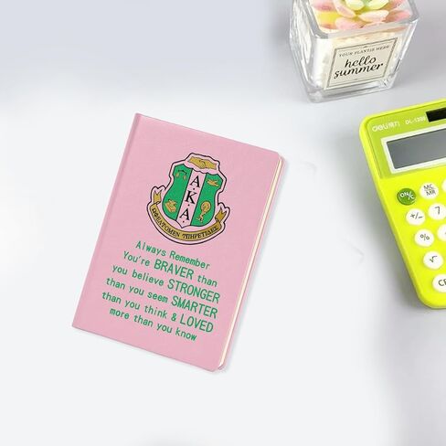 RUIFUU AKA Sorority Gift Leather Notebook for Women Girls Pink and Green Greek Sorority Journal Diary Note Book Inspirational Aka Quote Book for Sisters Ladies Birthday Christmas Graduation Gifts in Saudi Arabia