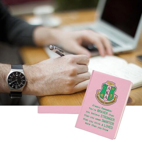 RUIFUU AKA Sorority Gift Leather Notebook for Women Girls Pink and Green Greek Sorority Journal Diary Note Book Inspirational Aka Quote Book for Sisters Ladies Birthday Christmas Graduation Gifts in Saudi Arabia
