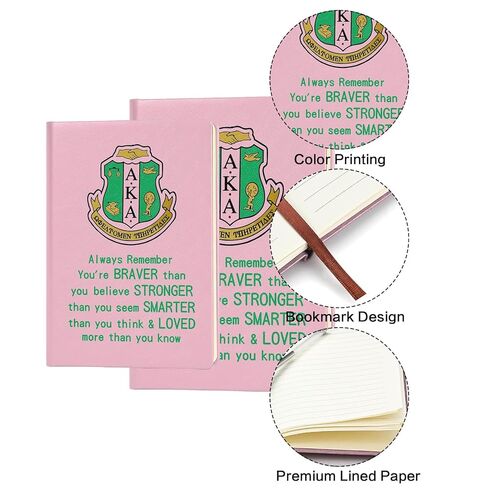 RUIFUU AKA Sorority Gift Leather Notebook for Women Girls Pink and Green Greek Sorority Journal Diary Note Book Inspirational Aka Quote Book for Sisters Ladies Birthday Christmas Graduation Gifts in Saudi Arabia