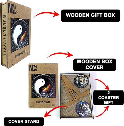 Wooden Puzzles for Adults, Unique Animal Shape Ying Yang Wooden Jigsaw Puzzles, Extraordinary Gift for Friends and Family, Wood Puzzles Adult, Perfect for Birthday Gift, Wood Cut Puzzles, Small in Saudi Arabia