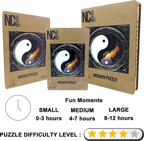 Wooden Puzzles for Adults, Unique Animal Shape Ying Yang Wooden Jigsaw Puzzles, Extraordinary Gift for Friends and Family, Wood Puzzles Adult, Perfect for Birthday Gift, Wood Cut Puzzles, Small in Saudi Arabia