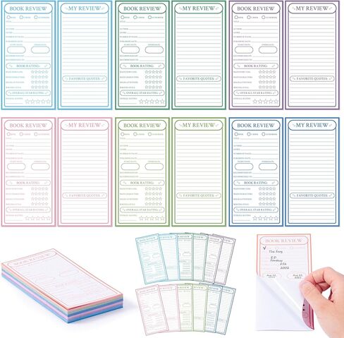 ملصقات مراجعة الكتب الملونة L1rabe - 60 قطعة هدية عيد الميلاد ذاتية اللصق 12 تصميمًا لمراجعة الكتب، ملاحظات لاصقة لمجلة القراءة الخاصة بي، سجل تعقب الكتب لمحبي الكتب والطلاب هدية دودة الكتب in Kuwait