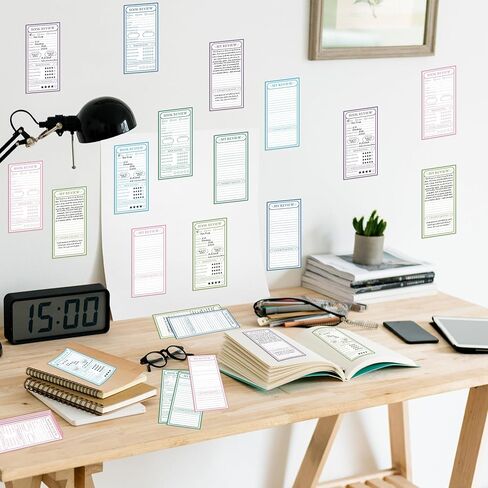 ملصقات مراجعة الكتب الملونة L1rabe - 60 قطعة هدية عيد الميلاد ذاتية اللصق 12 تصميمًا لمراجعة الكتب، ملاحظات لاصقة لمجلة القراءة الخاصة بي، سجل تعقب الكتب لمحبي الكتب والطلاب هدية دودة الكتب in Kuwait