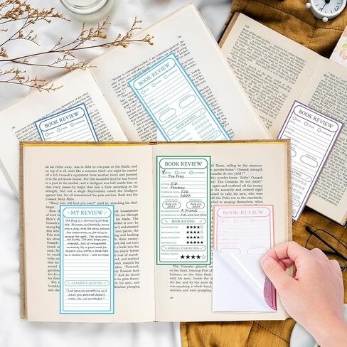 ملصقات مراجعة الكتب الملونة L1rabe - 60 قطعة هدية عيد الميلاد ذاتية اللصق 12 تصميمًا لمراجعة الكتب، ملاحظات لاصقة لمجلة القراءة الخاصة بي، سجل تعقب الكتب لمحبي الكتب والطلاب هدية دودة الكتب in Kuwait