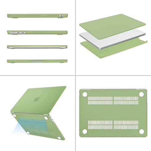 MOSISO Compatible with MacBook Air 13 inch Case 2024-2022 M3 A3113 M2 A2681 Touch ID, Plastic Hard Case&Keyboard Skin&Screen Film&Type C Adapter&Polyester Multifunctional Bag, Chartreuse&Antique Green in Saudi Arabia