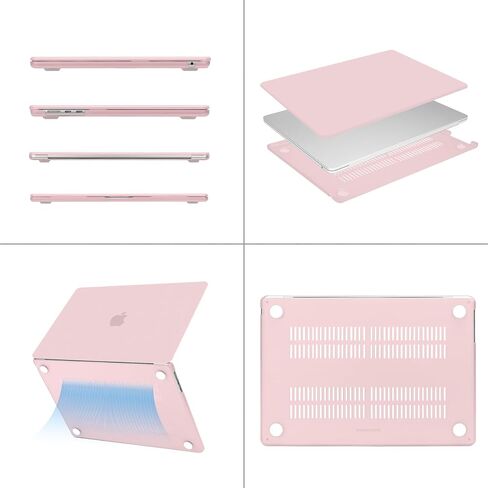 حافظة MOSISO متوافقة مع جهاز MacBook Air 13.6 بوصة إصدار 2022 2023 2024 M3 A3113 M2 A2681، حافظة بلاستيكية صلبة وغطاء لوحة مفاتيح وواقي شاشة ونوع C وحقيبة مع جيوب، وردي فاتح وطباشير وردي in Kuwait
