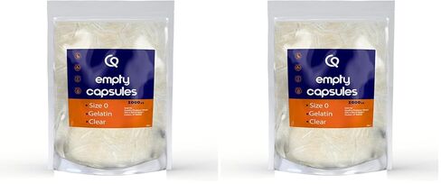 Empty Gelatin Capsules, 1000 ct Fillable, Size 0, Clear, Non-GMO & Food-Grade, Gluten-Free & Allergen-Free Gel Caps, No Additives or Preservatives, Lab-Verified & Made in USA, Resealable Bag in Kuwait