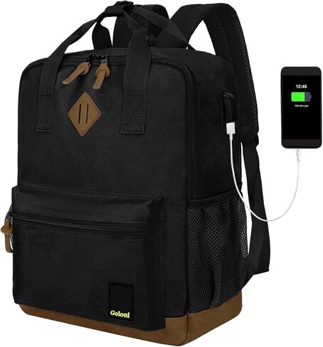 حقيبة ظهر للكمبيوتر المحمول من Goloni للرجال والنساء، حقيبة ظهر للسفر مع منفذ USB، تناسب كمبيوتر محمول مقاس 17 بوصة للعمل، وحمل الطيران in Kuwait