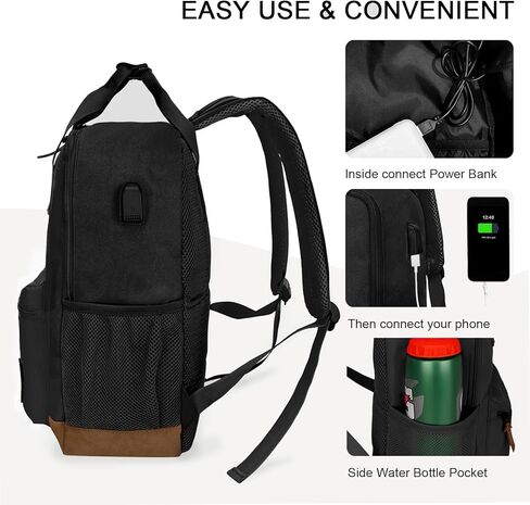 حقيبة ظهر للكمبيوتر المحمول من Goloni للرجال والنساء، حقيبة ظهر للسفر مع منفذ USB، تناسب كمبيوتر محمول مقاس 17 بوصة للعمل، وحمل الطيران in Kuwait