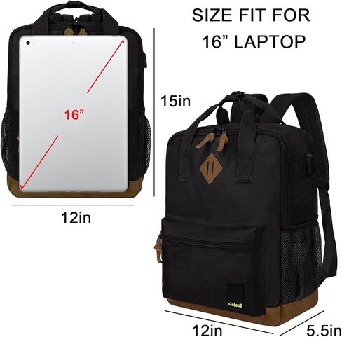 حقيبة ظهر للكمبيوتر المحمول من Goloni للرجال والنساء، حقيبة ظهر للسفر مع منفذ USB، تناسب كمبيوتر محمول مقاس 17 بوصة للعمل، وحمل الطيران in Kuwait