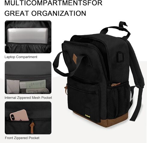 حقيبة ظهر للكمبيوتر المحمول من Goloni للرجال والنساء، حقيبة ظهر للسفر مع منفذ USB، تناسب كمبيوتر محمول مقاس 17 بوصة للعمل، وحمل الطيران in Kuwait