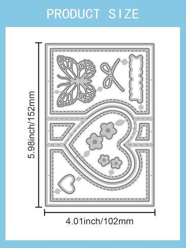 1Pcs Heart Card Theme Metal Die Cuts, Rectangle Carbon Steel Cutting Dies Stencils Embossing Folders for DIY Scrapbooking Album Decorative Embossing Paper Card Making, 152x102x0.8mm in Saudi Arabia