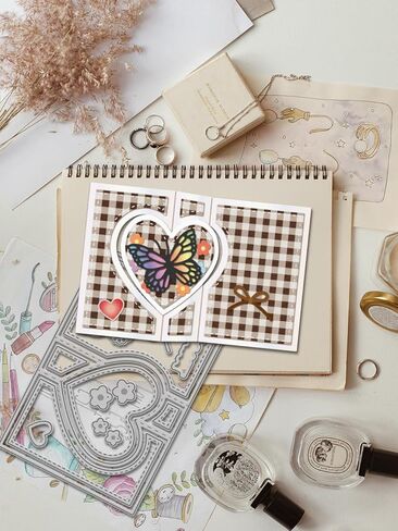 1Pcs Heart Card Theme Metal Die Cuts, Rectangle Carbon Steel Cutting Dies Stencils Embossing Folders for DIY Scrapbooking Album Decorative Embossing Paper Card Making, 152x102x0.8mm in Saudi Arabia