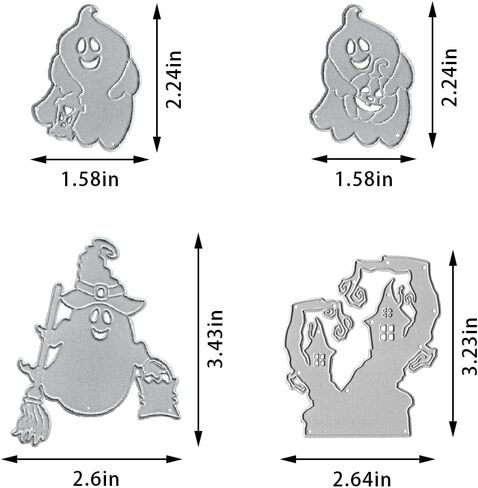 2Pcs Halloween Die Cuts for Card Making and Scrapbooking, Halloween Castle Cutting Dies Metal Template Molds, Ghost Witch Die Cuts for DIY Photo Album Paper Embossing Card Making Decoration in Saudi Arabia