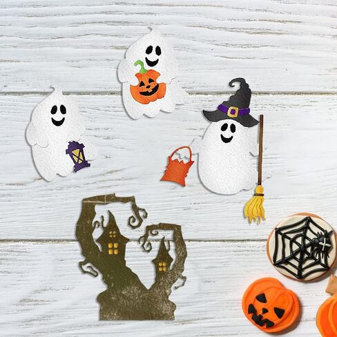2Pcs Halloween Die Cuts for Card Making and Scrapbooking, Halloween Castle Cutting Dies Metal Template Molds, Ghost Witch Die Cuts for DIY Photo Album Paper Embossing Card Making Decoration in Saudi Arabia