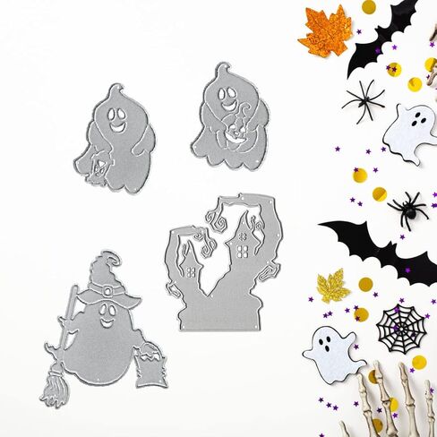 2Pcs Halloween Die Cuts for Card Making and Scrapbooking, Halloween Castle Cutting Dies Metal Template Molds, Ghost Witch Die Cuts for DIY Photo Album Paper Embossing Card Making Decoration in Saudi Arabia