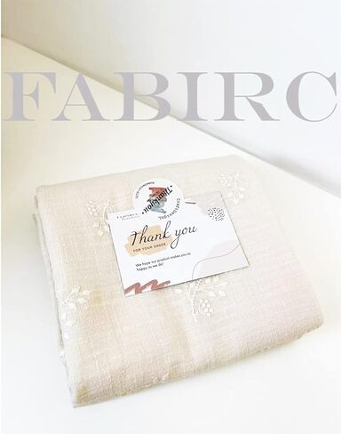 CraftDesignL Floral Cotton Embroidered Fabric - Japanese, Quilting, Designer Fabric by Yard - Linen Cotton (Beige) in Saudi Arabia