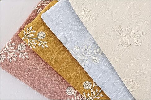 CraftDesignL Floral Cotton Embroidered Fabric - Japanese, Quilting, Designer Fabric by Yard - Linen Cotton (Beige) in Saudi Arabia