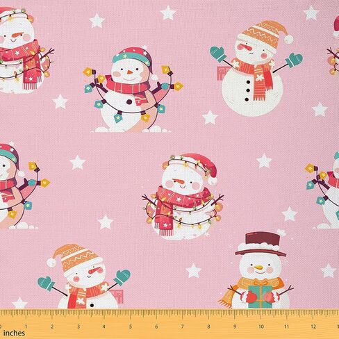 Feelyou Merry Christmas Tree and Snowman Fabric by The Yard Xmas Deer Elk Decor Upholstery Fabric for Chairs 1 Yard Merry Christmas Waterproof Outdoor Fabric Cute Snowman Reupholstery Fabric Decor in Saudi Arabia