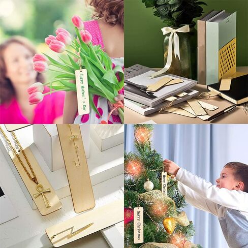 مجموعة علامات خشبية فارغة مكونة من 180 قطعة، علامة BetterJonny مكونة من 72 قطعة من الإشارات المرجعية الحرفية مع 36 قطعة شرابات و72 قطعة من الحبال علامات خشبية لعلامات الكتب الخشبية لتزيين حفلات الزفاف وأعياد الميلاد in Kuwait