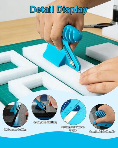 Foamboard Cutter Tool, FoamBoard Straight/Bevel Cutter Used to Cut Eva Foam, Foam Cutter Adjustable 45° or 90° For DIY Craft, Small Cutting Project, Blue, 1-Pack in Saudi Arabia