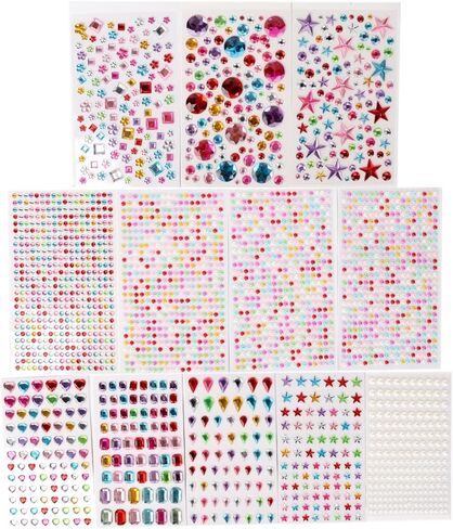 12 Sheets Gem Stickers, 3200 Pcs Rhinestone Stickers, Self Adhesive Jewel Sticker Decals for DIY Craft Supplies in Saudi Arabia