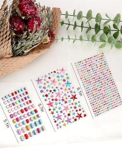 12 Sheets Gem Stickers, 3200 Pcs Rhinestone Stickers, Self Adhesive Jewel Sticker Decals for DIY Craft Supplies in Saudi Arabia