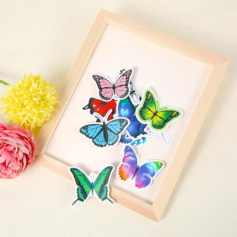 100 PCS Butterfly Stickers Pack, Colorful Waterproof Decals Lovely Decorative Butterfly Stickers for Adults Laptop Water Bottle Scrapbook Window Envelope Album Phone Cases Journal Planner DIY Crafts in Saudi Arabia