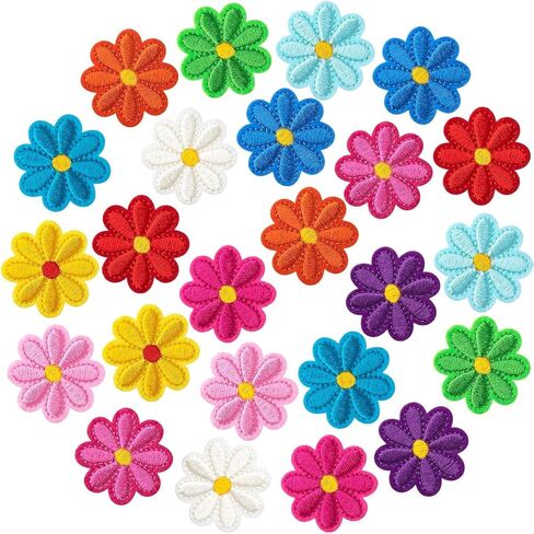 Iron on Patches, 24 Pcs Flower Applique Patch DIY Embroidered Patches for Clothes Dress Bags Jackets Jeans Hat in Saudi Arabia