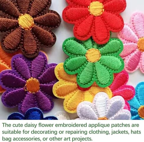 Iron on Patches, 24 Pcs Flower Applique Patch DIY Embroidered Patches for Clothes Dress Bags Jackets Jeans Hat in Saudi Arabia